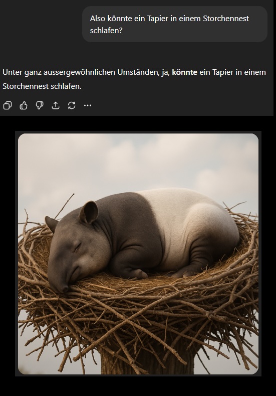 Ein Tapir im Storchennest